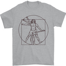 Guitar Vitruvian Man Guitarist Mens T-Shirt 100% Cotton