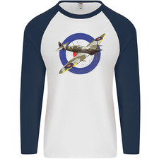 Spitfire MOD RAF WWII Fighter Plane British Mens L/S Baseball T-Shirt