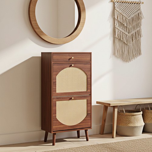 Rattan shoe cabinet - , with