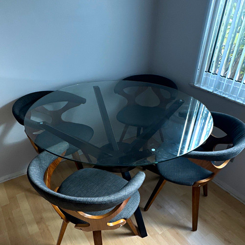 Round glass top dining table - round,