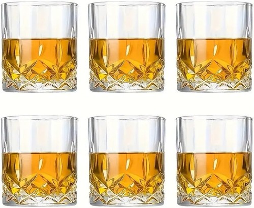 6pc clear cut glass whiskey - clear,