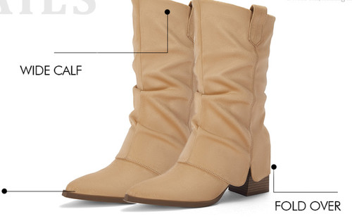 Womens tan suede fold - suede, over