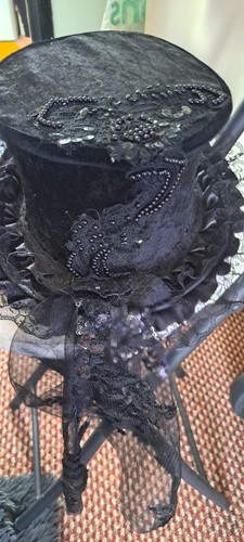 Goth hat black velvet - black,