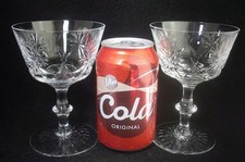 Pair Edinburgh Crystal STAR OF EDINBURGH Champagne Sherbet Glasses 5"h (signed)