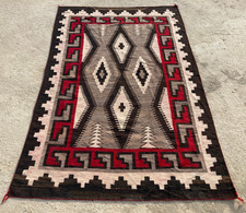 mid‑20th c Trading Post Antique Navajo Native American Rug Carpet 6.2 x 4.25 ft