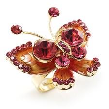 3D Crystal Butterfly Ring