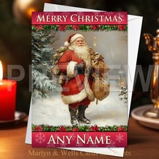 Traditional Father Christmas card. 5x7 inches. Santa. Personalised plus envelope