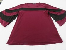 NINA LEONARD QVC BNWOT MAGENTA  & BLACK STRIPED STRETCH JERSEY TUNIC TOP UK 14