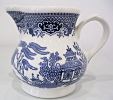 Vintage Churchill England Blue & White Willow Pattern Milk Cream Jug 92mm - VGC
