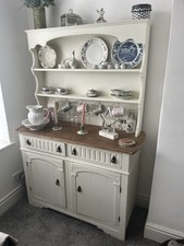 Pine Welsh Vintage Dresser Hand-Painted Solid Wood with Storage Farmhouse Style