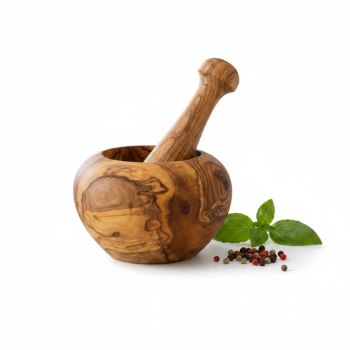 Handmade olive wood - wood, round