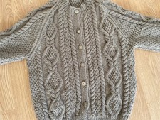 Ladies aran cardigan taupe - ladies,
