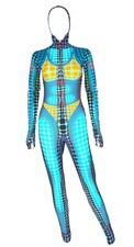 Jean Paul GAULTIER Blue Cyberdot Lycra Catsuit with Hood, AW95 Reissue, S-L