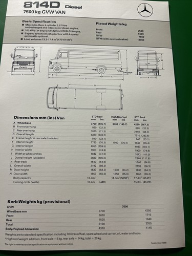 Mercedes benz 814d gvw van - benz,