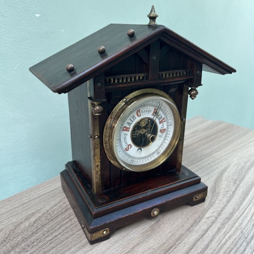 Wooden cased barometer - barometer, mantle