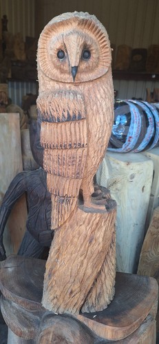 Chainsaw carving owl wood home - owl,