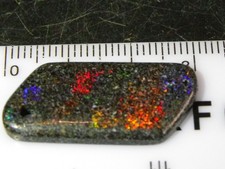 Nice Andamooka Matrix Opal Pendant 10.31cts Freeform Red/Orange/Blue Blocky Fire