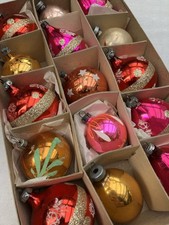 Vintage 1950s / 1960s X15 Glass Christmas Bauble Set