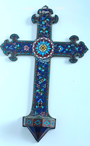 Antique enamel font brass wall