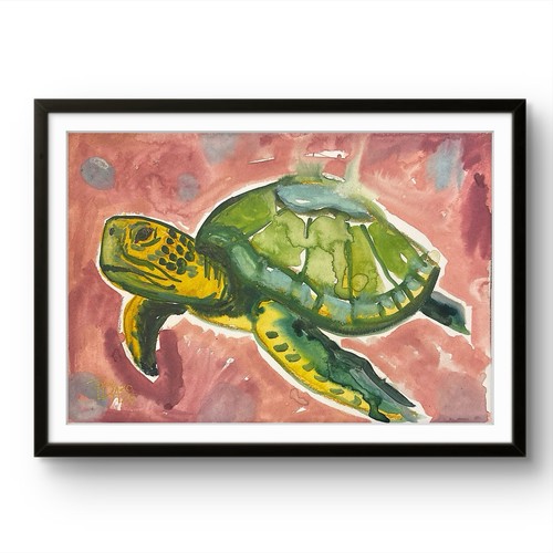 Original signed turtle ocean - original,