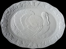 Vintage White 18" Large Oval Serving Turkey Platter
