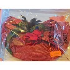 Red Straw Wide Brim Hat
