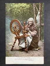 The Irish Spinning Wheel, Old Lady Spinning, Ireland Vintage Postcard B42