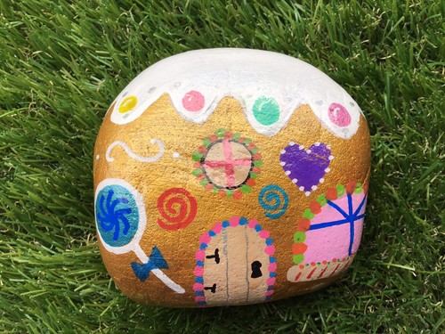 Hand painted pebble stone - hand,