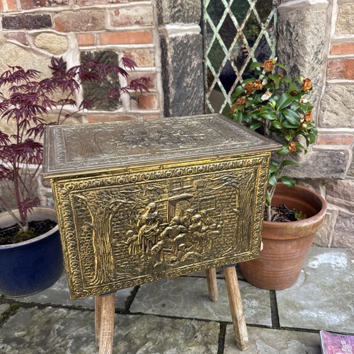 Vintage wood brass coal - vintage,
