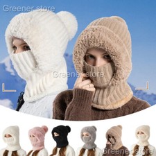 Winter Lady Thermal Plush Fur Scarf Face Mask Neck Warmer Snood Hood Hat Beanies