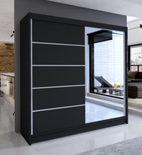 Modern Bedroom Sliding Door Wardrobe with Mirror  3 Colours 5 Sizes