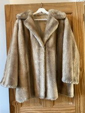 Beige And Brown Faux Fur Coat