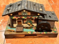 SWISS CHALET ALPINE LOG COTTAGE WATER WELL MILL MUSIC BOX WORKS LONELY GOATHERD