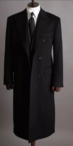 Military black wool overcoat - black,