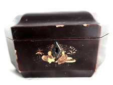 Old Vintage Papier-mâché Tea Caddy Box 20 x 14 x 12 cm
