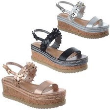 Womens Ladies New Cork Wedge
