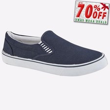 Dek Yachtsman Slip-On Mens Deck Plimsol Canvas Shoes Trainers Navy