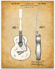 Gretsch 6022 Rancher Guitar Patent - 11x14 Unframed Patent Print - Great Gift 