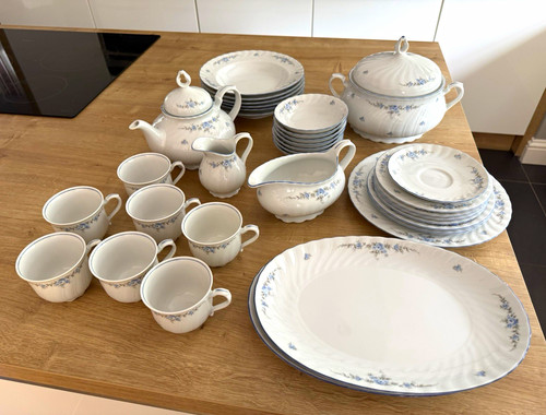 White blue floral porcelain - white,