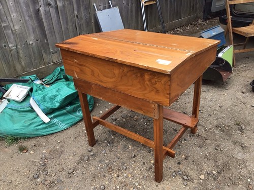 Dark stained wooden teachers - stained,