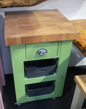 600mm x 600mm x 900mm butcher block trolley in farrow and ball Yeabridge Green