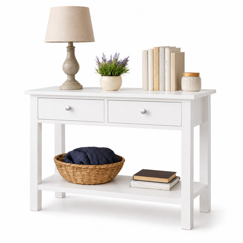 Drawer console table white - console, table-white