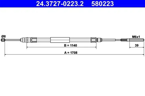 Handbrake cable 3727 0223 - handbrake, 24.3727-0223.2