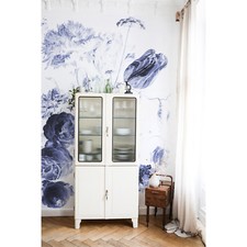 Royal blue vintage wallpaper Large flowers Floral wall Home decor Roll Mural
