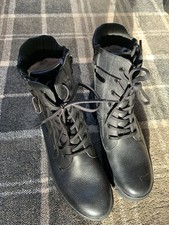 CAPRICE ‘Sally’ Women’s Ankle Boots. Black Adjustable Lace + Zips