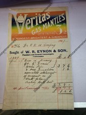 Antique 1907 Veritas Gas Mantles Invoice – W.R. Eynon & Son, Fishguard