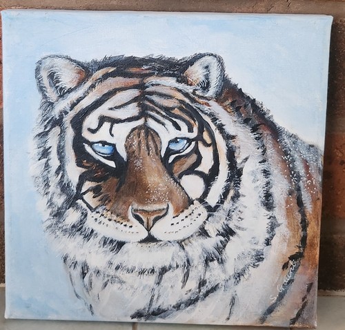 Tiger face acrlic - tiger, painting