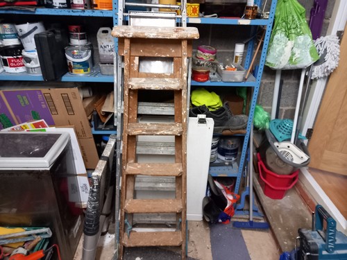 Large vintage wooden - wooden, step
