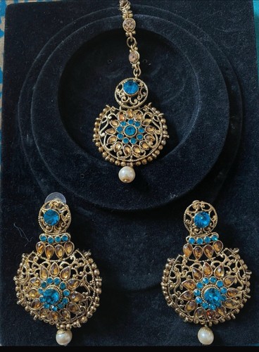 Blue kundan tika with - blue,