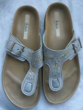  GRENDENE WOMENS SILVER SLIP ON FLIP FLOP BEACH SANDALS SHOES UK 5 - 5.5 EU 39